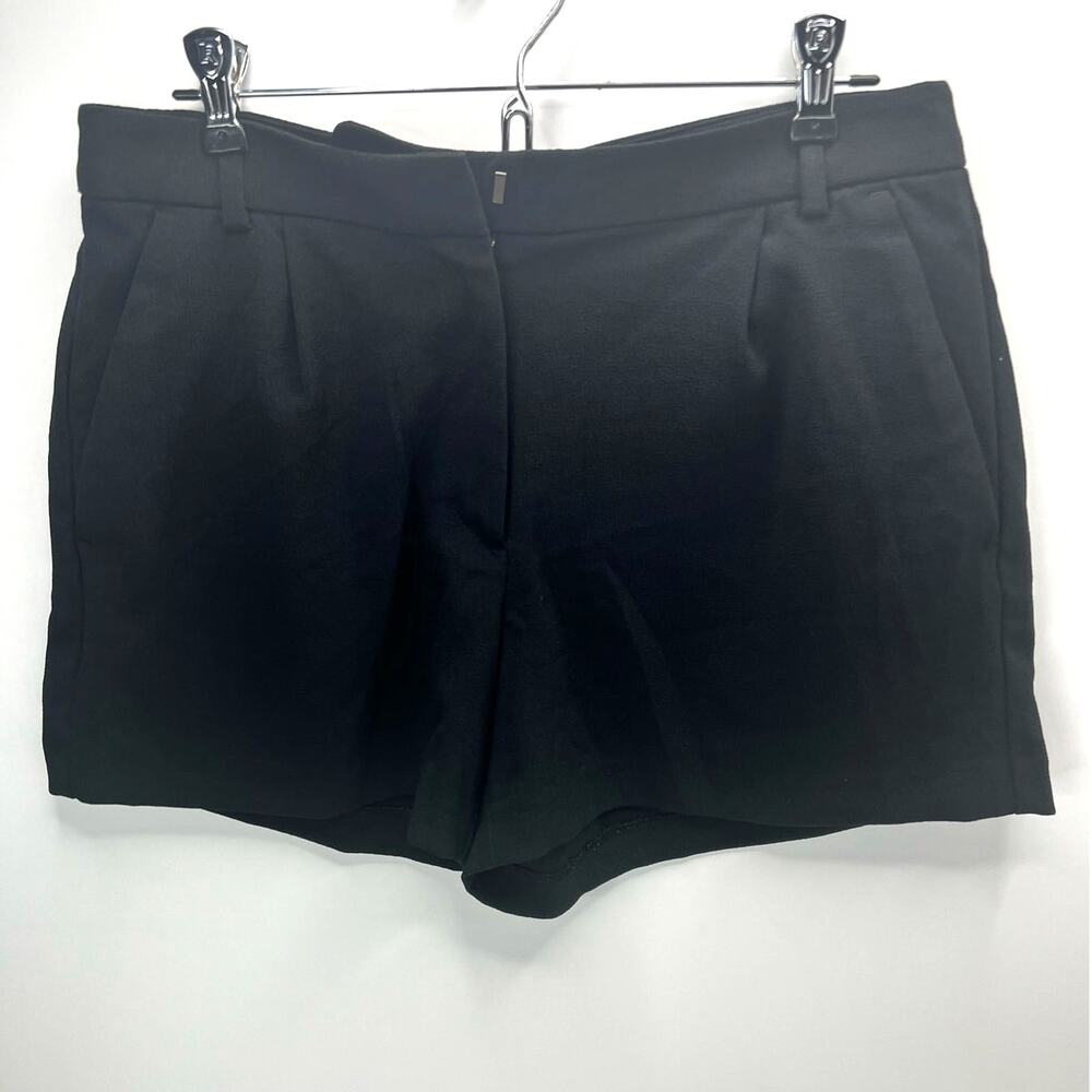 Loft High Rise 4" Dressy Pleated Front Short Black Women 6 Pockets